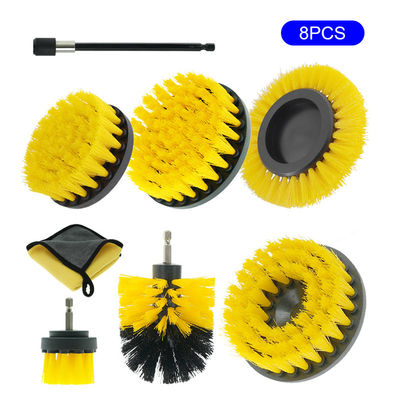 8pcs Groothandel Elektrische boor Spleten Reinigingsborstels Autoverwasgereedschap