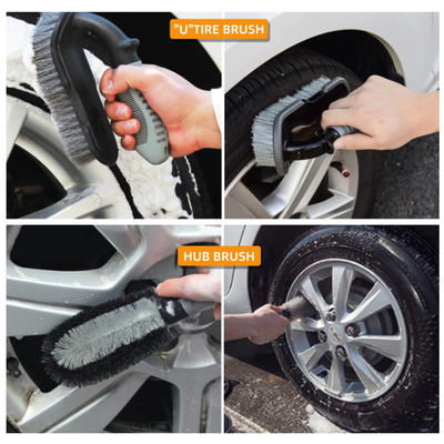 Autoverwasborstel 9 stukken Autobandborstel Hubborstel Gecodeerde washandschoenen